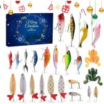 Calendrier de lavent p�che 24 pi�ces coffret cadeau no�l leurres de p�che kit accessoires poissons truite ...