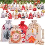 Calendrier de lavent vide a remplir soi meme 2025 24 pochette calendrier de lavent sachets en tissu diy ...