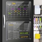 Calendrier magnetique frigo transparent 2 pack 40x30cm planificateur avec 4 marqueurs 1 gomme 1 porte ...