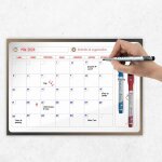 Calendrier mensuel mural effacable a4 30x21cm avec 3 feutres - tableau organisateur mural planning mensuel ...