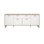Calicosy - buffet 4 portes 1 tiroirs d�cor ch�ne et blanc l198 cm - storm - blanc