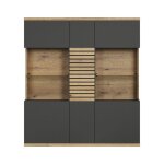 Calicosy - buffet haut vitr 3 portes l131 cm - norris - gris anthracite
