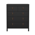 Calicosy - commode 5 tiroirs noir mat h989 cm - barcelone - noir