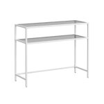 Calicosy - console en m�tal avec 2 tablettes en verre tremp� l90 cm - selia - blanc