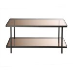 Calicosy - table basse l100cm en m�tal noir et plateaux en verre fum� ora - noir