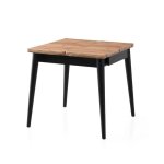 Calicosy - table � manger extensible de 80 � 160 cm d�cor pin atlantique et noir - totem - noir