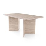 Calicosy - table � manger avec plateau rectangulaire et 2 pieds l180 cm - loft - travertin