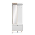 Calicosy - vestiaire avec miroir d�cor ch�ne et blanc h200 cm bergen - bois clair