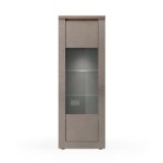 Calicosy - vitrine 1 porte 2 �tag�res en verre 2 �tag�res en bois effet bronze et mercure h192 cm - ischia ...