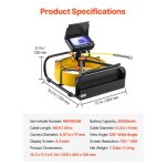 Cam�ra inspection canalisation 30 m endoscope drain - vevor - avec lumi�re 6 led r�glables carte sd 16 ...