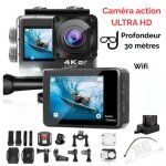 Camra sport ultra hd tanche 30m ? cran tactile 20mp wifi tlcommande stabilisation eis carte sd 64 ...