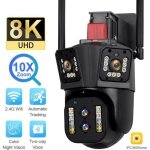 Camera de surveillance 16mp 8k zoom 10x a lexterieur quatre objectifs trois ecrans ptz camera wifi securitenoc ...