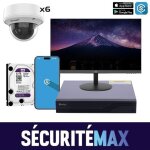 Cam�ra de surveillance entreprise ? kit complet 6 d�mes 5mp int�rieur / ext�rieur avec enregistreur nvr ...