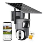 Xega cam�ra de surveillance 4g lte solaire double objectif 2k - batteries 15600mah panneau solaire 8 ...
