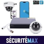 Cam�ra de surveillance maison ? kit complet 4 cam�ras d�mes 5mp int�rieur ext�rieur avec enregistreur ...