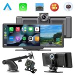 Cam�ra de tableau de bord 10. 26 carplay et android auto sans fil dvr de voiture 4k avec cam�ra de arri�re ...