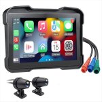 Cam�ra de tableau de bord dvr pour moto portable 5 pouces sans fil carplay android auto �cran gps navigation ...
