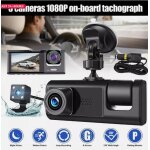 Cam�ra de tableau de bord de voiture � double objectif 1080p enregistreur vid�o g sensor dvr avant et ...