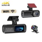 Cam�ra de voiture 4k avec wifi - cam�ra avant 4k et arri�re 1080p pour voitures vision nocturne aide ...