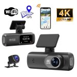 Cam�ra de voiture 4k avec wifi et gps - cam�ra avant 4k et arri�re 1080p pour voitures vision nocturne ...