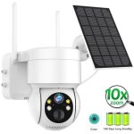 Camra wifi ptz extrieure sans fil 10x zoom camra ip solaire 4mp batterie intgre camra de surveillance ...