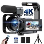 Camscope 5k + 1080p double objectif 56mp camra vido vlogging wifi 3 cran tactile 16x zoom avec microphone ...