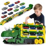 Camion dinosaure transporteur - 12 mini voitures - jouet enfant 3 - 6 ans - cadeau gar�on?vert?