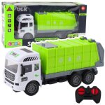 Camion leantoys camion poubelle tlcommand avec lumires vertes 1:24