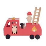 Camion de pompiers - jabadabado - multicolore - �chelle rotative - inclus 2 pompiers