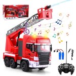 Camion de pompier jouet 1:24 7 canaux avec double batterie lumire et son pulvrise de leau rechargeable ...
