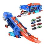 Camion de transport de dinosaures - jouet - 8 voitures - rouge - 3 ans et plus