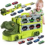 Camion de transport de dinosaures piste pour 6 voitures de course - jeu de jouets cadeau pour enfant ...