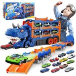 Camion transporteur dinosaure avec 18 voitures miniatures camion jouet portable garage voiture enfant ...