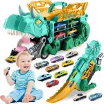 Camion transporteur dinosaure avec piste �jectable et 12 mini voitures jouet enfant portable pour gar�ons ...