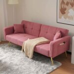 Canap� 2 places convertible - angle r�glable - tissu laine - avec coussins - poches de rangement lat�rales ...