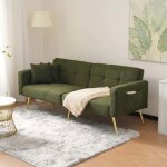 Canap� 2 places convertible - angle r�glable - tissu laine - avec coussins - poches de rangement lat�rales ...