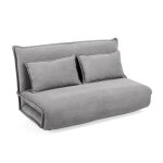 Canap� 2 places convertible en velours c�tel� gris ? gracie meubletmoi