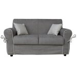 Canap 2 places dhoussable en tissu verona 150 cm gris avec bordure gris clair