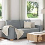 Canap� 2 places gris clair 140 cm tissu
