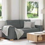 Canap� 2 places - gris fonc� - tissu 100% polyester - style contemporain - confort moelleux