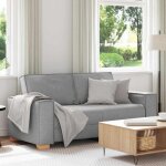 Canap� 2 places - gris nuage - tissu 100% polyester - style contemporain - confort moelleux