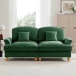 Canap� 2 places - langtu - cloud - convertible - chenille vert - jupe / volant amovible - style contemporain ...