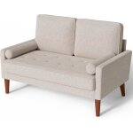 Canap 2 places canap moderne avec 2 coussins petit canap en tissu beige
