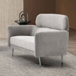 Canap� 2 places moderne avec haut dossier damigal tissu doux gris