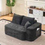 Canap� 2 places - relaxation - tissu chenille noir - rembourrage moelleux - livr� mont�