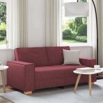 Canap� 2 places - rouge vin - tissu 100% polyester - style contemporain - confort moelleux