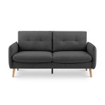 Canap� 2 places - sicaan - canap� droit scandinave - chlo� - tissu - gris fonc� - l. 182 x p. 82 x h. ...