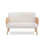 Canap 2 places - sicaan - rosi - cannage et bouclette - style bohme et vintage - blanc - l. 125 x p. ...
