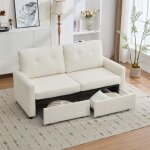 Canap 2 places avec 2 tiroirs de rangement petit canap chambre ado pas cher canape relax ivoire en ...