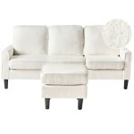 Canap� 3 places avesta boucl� blanc avec ottoman
